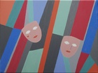 Maske in rot; 30 x 40 cm; EUR 55,-; Profil: Gitta;